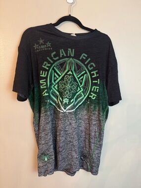 Men’s American Fighter The Buckle Black & Green Graphic T-Shirt XL
